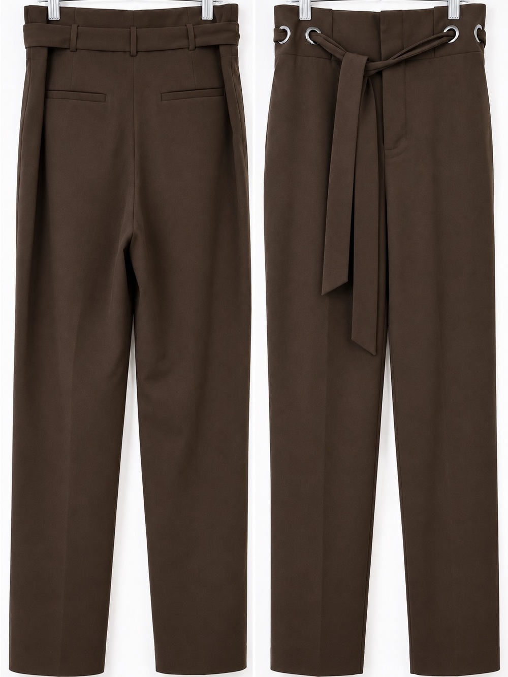 ANTONIO MELANI Brown High-Waist Belted Tapered Trousers